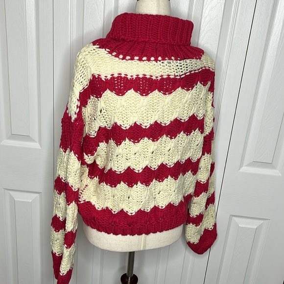 NWT-Colorblock Crop Turtleneck Sweater - Picture 6 of 9